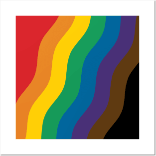 Philadelphia Rainbow Pride Flag (Proud LGBTQ+ Community Pride Flag) Slanted Wave Version Posters and Art